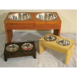 Comedero Doble Premium para Mascotas con Soporte Elevado de Madera y Tazón de Acero Inoxidable para Perros y Gatos - Product Image 2