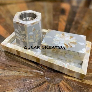 Ensemble Bakhoor de Luxe avec Incrustation de Nacre, Plateau Décoratif, Brûleur d'Encens Religieux, Boîte de Rangement pour Parfum d'Ambiance Arabe - Product Image 1