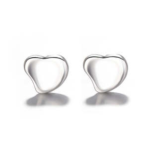 Orecchini a perno a cuore a bolle minimalisti di tendenza, placcati oro, oro rosa, oro bianco, in argento sterling con zirconi, graziosi per fidanzamento - Product Image 2