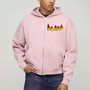 Por encargo de moda 450 GSM Zip up Hoodies Hombres Peso pesado Drop Shoulder Hoodi Hombre de gran tamaño Stone Washed Hoodi para hombre - Product Image 3