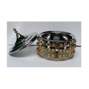 Calentador de alimentos de metal hecho a mano, plato de cazuela y olla caliente para Cocina Casera Servicio de alta calidad en acabado dorado y plateado - Product Image 1