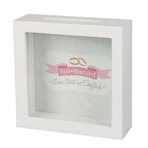 Coffret cadeau de mariage pour jeunes mariés : cadre photo et tirelire - Product Image 1