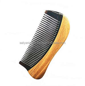 หวีเขาวัวมีกระเป๋าสำหรับผู้ชายและผู้หญิงหวีเขาควายไม้จันทน์สีเขียวธรรมชาติงดงาม - Product Image 1