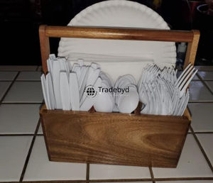 Porte-couverts multifonction en bois de qualité supérieure fait à la main organisateur de cuisine rustique boîte de rangement de salle à manger écologique Tradebyd - Product Image 1