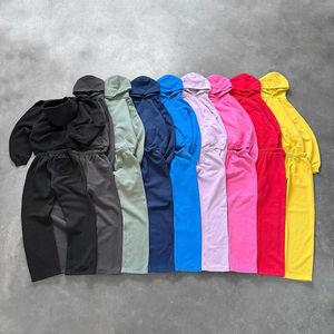 Ensemble de survêtement unisexe rose ample avec sweat-shirt et pantalon de survêtement, survêtement de sport décontracté d'hiver en coton uni avec logo DTG - Product Image 3