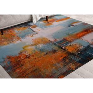 Tapis d'art abstrait : Décoration moderne de ferme, tapis rond imprimé pour entrée, tapis doux non tissé - Product Image 1