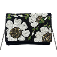 Tas Clutch Wanita Motif Leopard Berhias Manik-Manik, Elegan untuk Pesta Malam, Dilengkapi Ritsleting, Desain Stylish, Kapasitas Besar