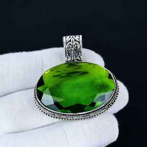 จี้พลอยเพอริดอทสีเขียว เงินแท้ 925 ทำมือ ของขวัญสำหรับผู้หญิง จี้โดดเด่น ของขวัญวันครบรอบ - Product Image 5