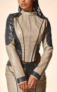 Primavera otoño señora nuevos remaches letras impresas motocicleta cuero tendencia corta chaqueta de hip-hop abrigos de Mujer prendas de vestir femeninas - Product Image 5