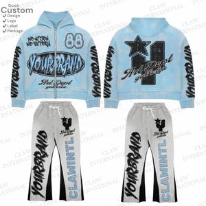 Ensemble de survêtements de gymnastique d'hiver pour hommes et femmes 100% coton avec logo personnalisé surdimensionné survêtement à capuche imprimé sport survêtement blanc pour hommes - Product Image 4