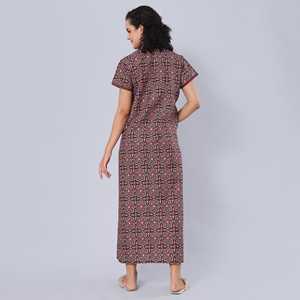 Camisón Largo Evolve para Mujer, 100% Algodón Estampado, Ropa de Dormir Súper Cómoda, Cintura Elástica, Cierre con Botones, Popelina Tejida - Product Image 3