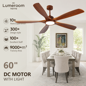 USA In Stock Modern 60 Inch Solid Wood <b>Ceiling</b> Fan with <b>Light</b> Downrod Mount Remote Control DC Motor for Patio Farmhouse - Product Image 1