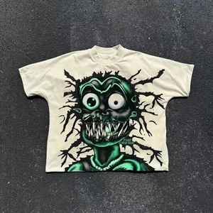 Camiseta cuadrada recortada de gran tamaño con gráfico personalizado del fabricante, camiseta unisex de algodón orgánico de punto con hombros caídos y cuello redondo - Product Image 1