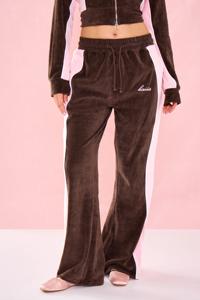 Women's Bitter <b>Chocolate</b> <b>Pink</b> Velour Zip-Up Track Suit-Hooded Long Sports Top Embroidered Casual Style Solid Pattern Winter - Product Image 3