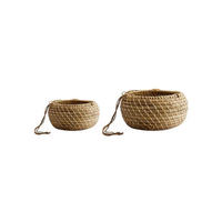 Kompakter Praktischer Bestseller Wandmontierter Rattan-Blumentopf Umweltfreundlicher Runder Hängekorb für Innen- und Balkonnutzung