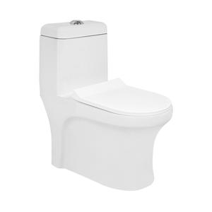 WC monobloc en céramique blanc de qualité supérieure, design moderne, à poser au sol, avec siphon et siphon en P, articles sanitaires - Product Image 1