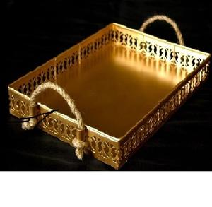 Plateau en métal artisanal avec technique d'émail de couleur de conception artistique pour la décoration de la maison servant des collations boissons rassemblements - Product Image 5