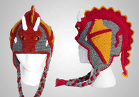 Patrón de gorro de ganchillo con orejeras de dragón, instrucciones fáciles para adultos, adolescentes y niños. Idea de regalo para fiestas y uso casual de ciclismo
