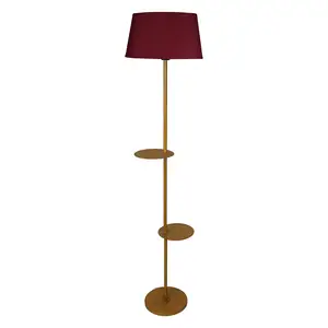 Large Floor Lighting Accessories Brass Lamps With Fabric Red Colored Shaped Living Room Sofa Side With With Cup Display Sheets