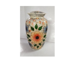 Urna de cremación de aluminio de estilo moderno de flores coloridas para cenizas humanas - Product Image 1