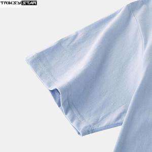 Camiseta de manga corta de algodón para hombre, ropa informal transpirable ecológica de alta calidad, ropa informal sólida con cuello redondo, 210 gramos Triksy Star - Product Image 4