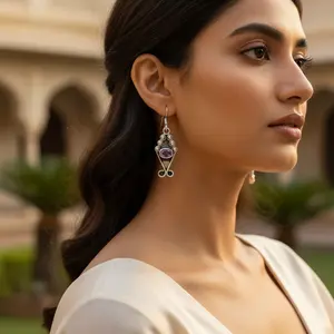 Pendientes de Plata 925 con Amatista, Joyería Elegante para Mujer, Accesorio de Moda - Product Image 1