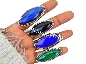 Nouvelle bague en argent sterling 925 avec pierres précieuses faite à la main Tendance Labradorite Lapis Lazuli Malachite Noir Onyx Marquise Cadeau de mariage - Product Image 3