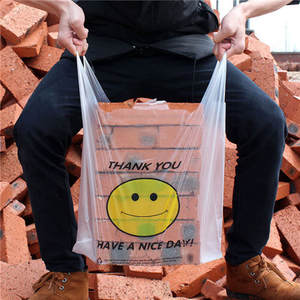 ถุงช้อปปิ้งเสื้อยืดพลาสติกใสพร้อมที่จับพิมพ์ลายกราเวียร์สำหรับบรรจุ-ถุงขอบคุณ - Product Image 2