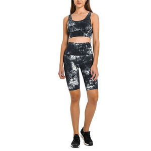 Nueva llegada Conjunto de yoga para mujer 2025 Moda Transpirable Tasa ajustable Cintura alta Pantalones cortos de secado rápido Conjunto de 2 piezas - Product Image 1