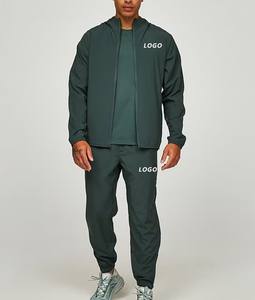 Ensemble de veste coupe-vent de course sur piste en polyester nylon de couleur unie sans commande Survêtement de sport pour hommes - Product Image 6