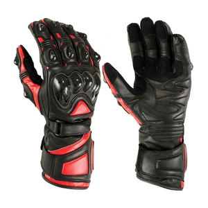 Guantes de moto de carreras para adultos personalizados OEM Material de cuero a prueba de viento para ciclismo al aire libre y montar en motocicleta - Product Image 1