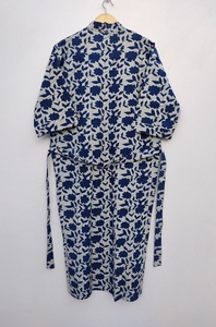 Tinh Khiết Cotton Indigo In Có Thể Giặt Quá Khổ Thân Thiện Với Môi Tầng Chiều Dài Kimono Áo Vành Đai Nhật Bản Phong Cách Ngắn Tay Áo Phụ Nữ Ấn Độ - Product Image 4