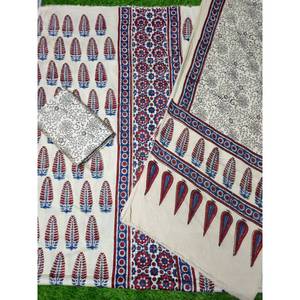 Tela de Seda Modal con Estampado Artesanal Ajrakh para Vestido Formal de Primavera para Mujer, Nuevo Diseño, Silueta en Línea A, Lavable - Product Image 1