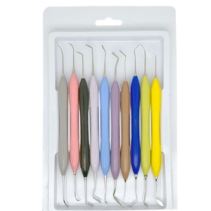 Kit de 10 spatules manuelles pour résine composite dentaire, outils de réparation et de remplissage esthétique, poignées en silicone, équipement dentaire CE - Product Image 4