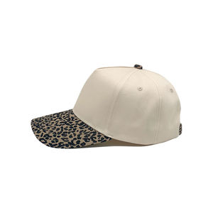 Casquettes de baseball snapback à visière personnalisée à 5 panneaux, motif camouflage léopard bicolore et feuilles, style camionneur - Product Image 4