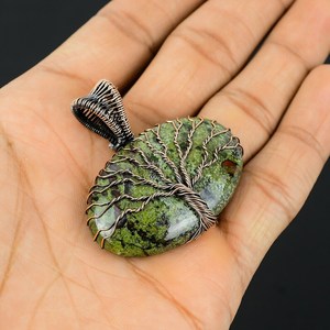 Natural Dragon Blood Jasper Life Of Tree Wire Wrap Cobre Trabajo Diseñador único Amante de la naturaleza Colgante Collar Todos Los tamaños disponibles - Product Image 1