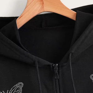 Nueva llegada sudaderas con capucha de diamantes de imitación de invierno de calidad superior ropa informal sudaderas con capucha transpirables con diamantes de imitación para adultos - Product Image 3