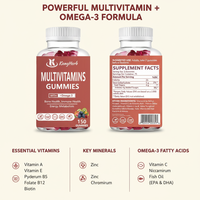 Gummies multivitaminés végétaliens Kangherb personnalisés, qualité alimentaire, pour le soutien quotidien de la santé et du système immunitaire chez l'adulte