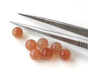 ซันสโตนแท้ทรงกลมขนาด7มม. ลูกปัดเดี่ยวแบบไม่เจาะอัญมณี DIY - Product Image 3