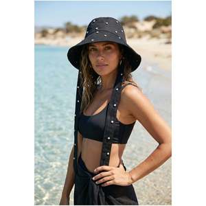 Sombrero tipo pescador negro para mujer con adornos de diamantes de imitación SPK17 - spk17-black - Product Image 4