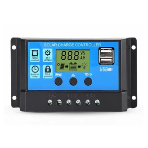 Contrôleur solaire HOULI YJSS-10A bleu 12V/24V avec suivi automatique des paramètres PWM, affichage LCD et double port USB - Product Image 1
