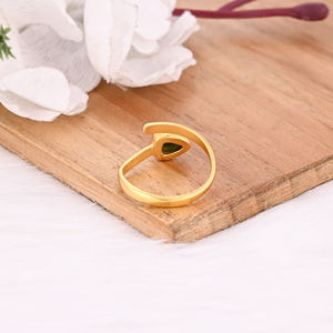 Piedra preciosa de turmalina natural, Plata de Ley 925 sólida, chapado en oro amarillo, banda de diseñador, anillo ajustable, joyería de encanto - Product Image 3