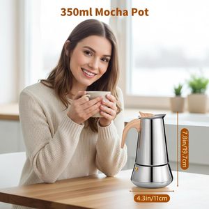 <span class=keywords><strong>Cafetera</strong></span> Espresso de Acero Inoxidable de 350 ml, Compatible con Inducción, <span class=keywords><strong>Cafetera</strong></span> Moka para Todo Tipo de Cocinas, <span class=keywords><strong>Cafetera</strong></span> <span class=keywords><strong>Italiana</strong></span> para un Espresso Aromático en Casa - Product Image 3