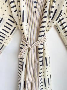 ชุดกิโมโนผ้าฝ้ายทำด้วยมือสไตล์อินเดีย, ชุดใส่อยู่บ้านสไตล์โบฮีเมียนเสื้อคลุมอาบน้ำน้ำหนักเบาชุดแต่งตัวพิมพ์ลายแบบบล็อกชุดกิโมโนผ้าฝ้ายเนื้อนุ่มของขวัญสำหรับผู้หญิง - Product Image 3