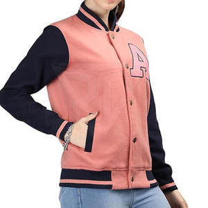 Chaqueta Letterman de Cuello Alto Personalizada de Excelente Calidad para Mujer, Invierno, Única, Transpirable, Impermeable, Tejida en Algodón/Poliéster - Product Image 3