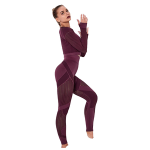 Conjunto de Yoga sin costuras de 2 piezas para mujer, mallas de cintura alta y Sujetador deportivo para gimnasio y entrenamiento, nuevo conjunto de mallas y sujetador para mujer - Product Image 2