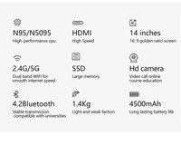 DIXIANG Laptop Aziendale 14 Pollici Intel N95 Quad-Core 8GB RAM 128GB SSD 180 Gradi Apertura OEM/ODM Nuovo di Zecca