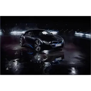 Fida BMW i8 sur un sol mouillé dans un hangar sombre, impression sur toile - Product Image 6