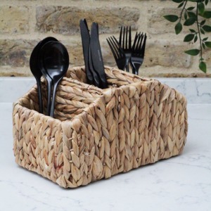 Low cost <b>pen</b> holder for desk top organization <b>water</b> hyacinth pencil storage stand with compartment - Product Image 3