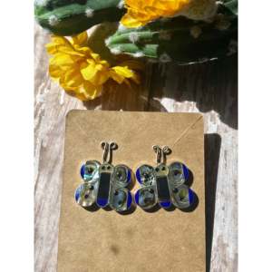 Zuni Handmade Multi-Stone & <b>Sterling</b> <b>Silver</b> Butterfly Post Earrings <b>Stud</b> Type - Product Image 1
